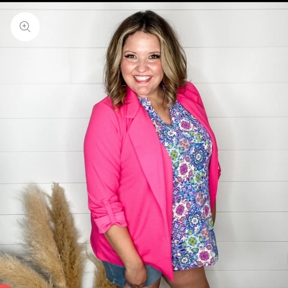 Andree By Unit Long Sleeve Blazer Hot Pink 1x - Picture 1 of 6
